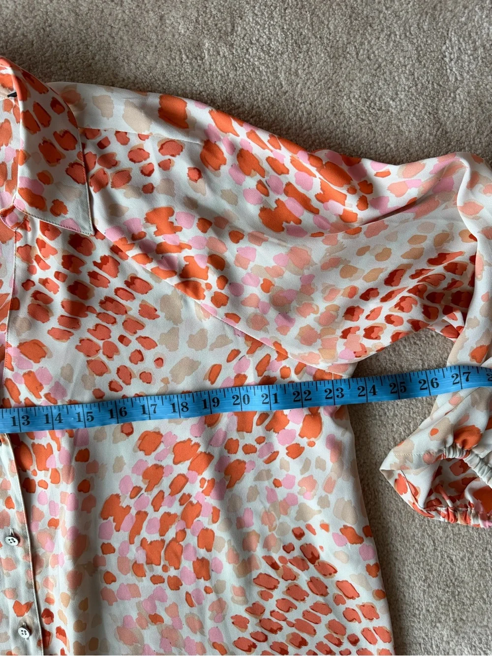 CAbi Coral and Cream Animal Print Blouse - Picture 3 of 7